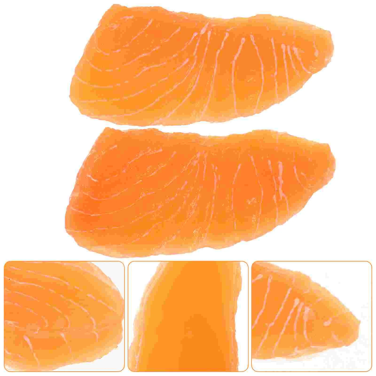 

2 Pcs Toy Imitation Salmon Fillet Simulation Food Decor Home Prop Shaped Models Room Miss