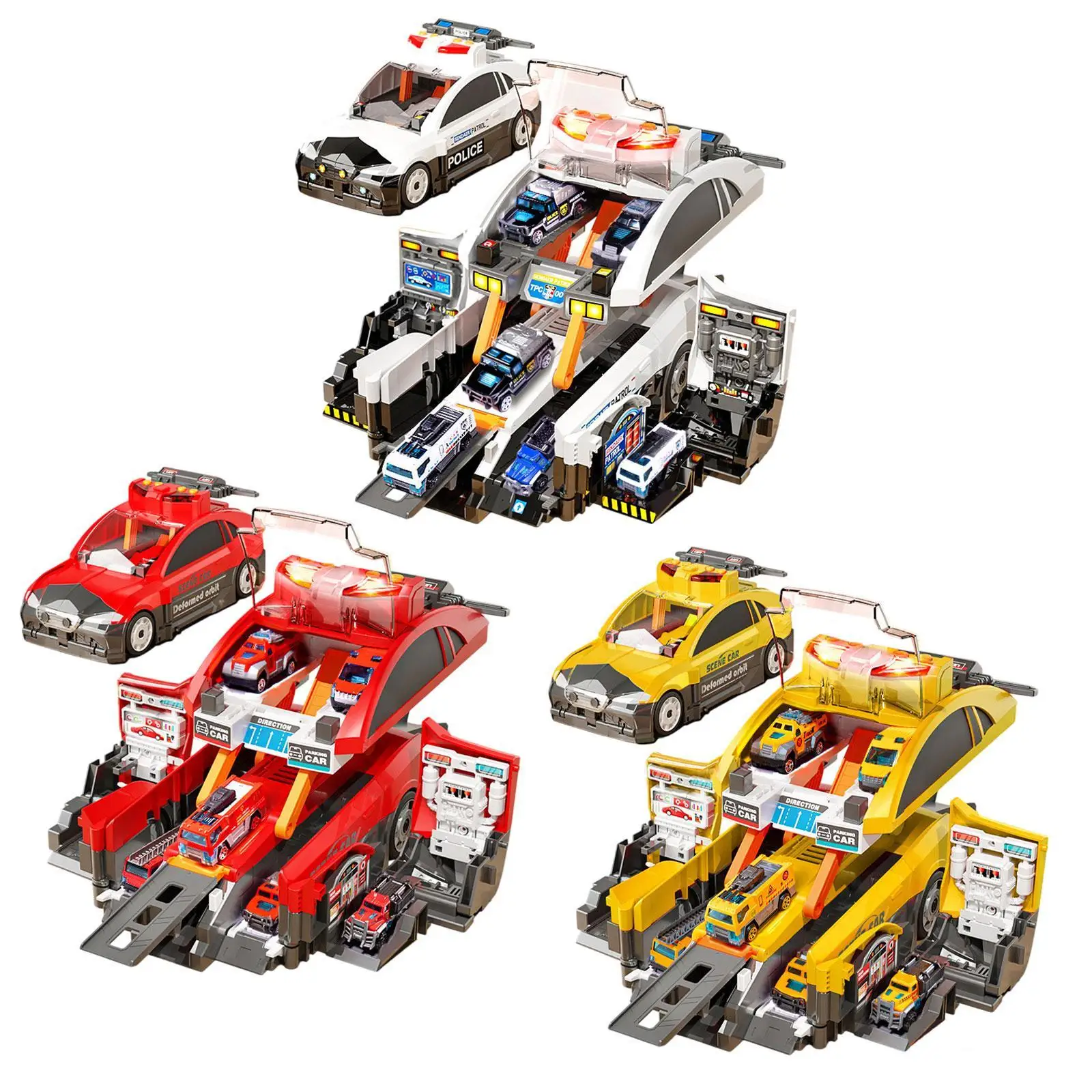 Car Toy Set for Kids Deformation Toy Car Carrier Truck Toy with 6 Small Alloy Cars for Kids Boys Girls Age 3-5 Birthday Gift