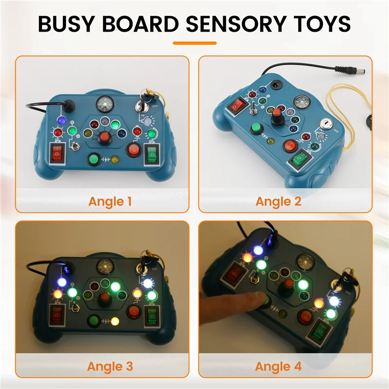 A24P ใหม่ Busy Board Sensory ของเล่นการ์ตูนพร้อมสวิตช์ไฟ LED ควบคุมกิจกรรมการเดินทางเด็กเกม