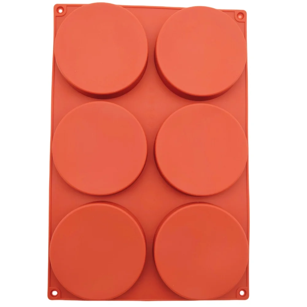 Silicone Round Disc Chocolate Mold DIY 6 Hole Rainbow Cake Pancake Sandwich Dessert Mold Jelly Handmade Biscuit Baking Mould