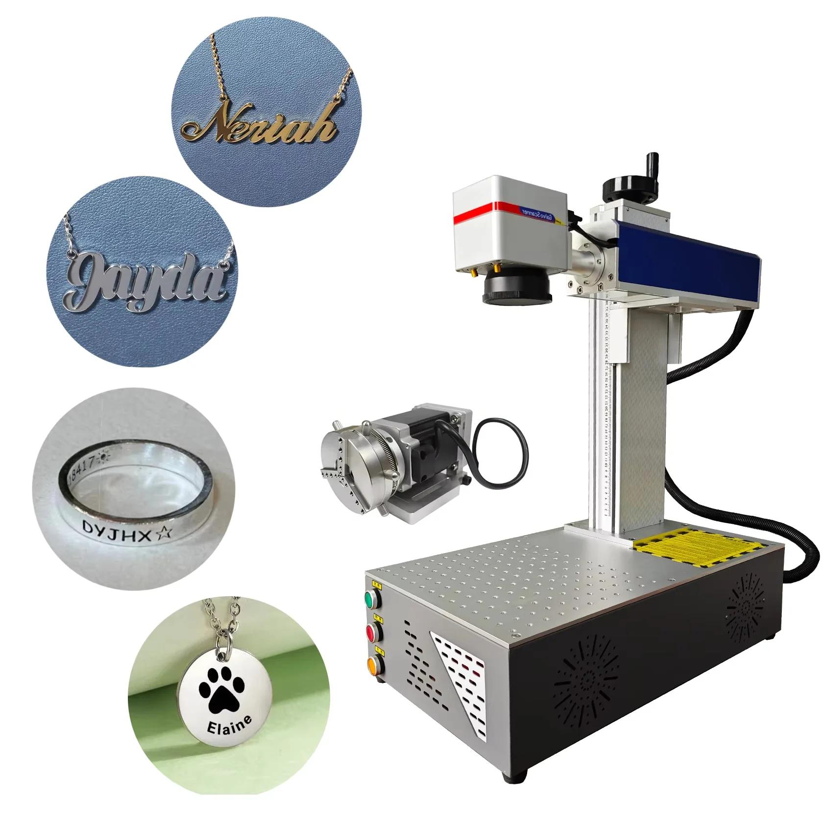 30W 60W New Label Making Bracelet Ring Engraving Letter Pendant Cut Personalized  Custom Jewelry Fiber Laser Marking Machine
