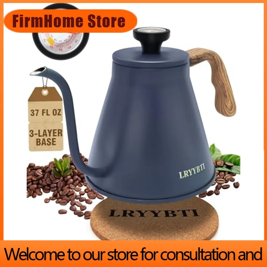 FirmHome StoreGooseneck Kettle Stovetop With Thermometer For Durable 3-Layer Base Pour Over Kettle Stainless Steel Tea Kettle Co