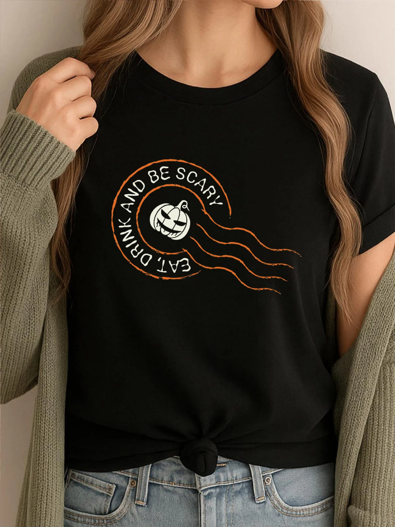 

Eat Drink And Be Scary Big And Tall T Shirts Man Clothes Vaporwave Oversized Graphic Tees Mens Classic Tshirt Vintage Style