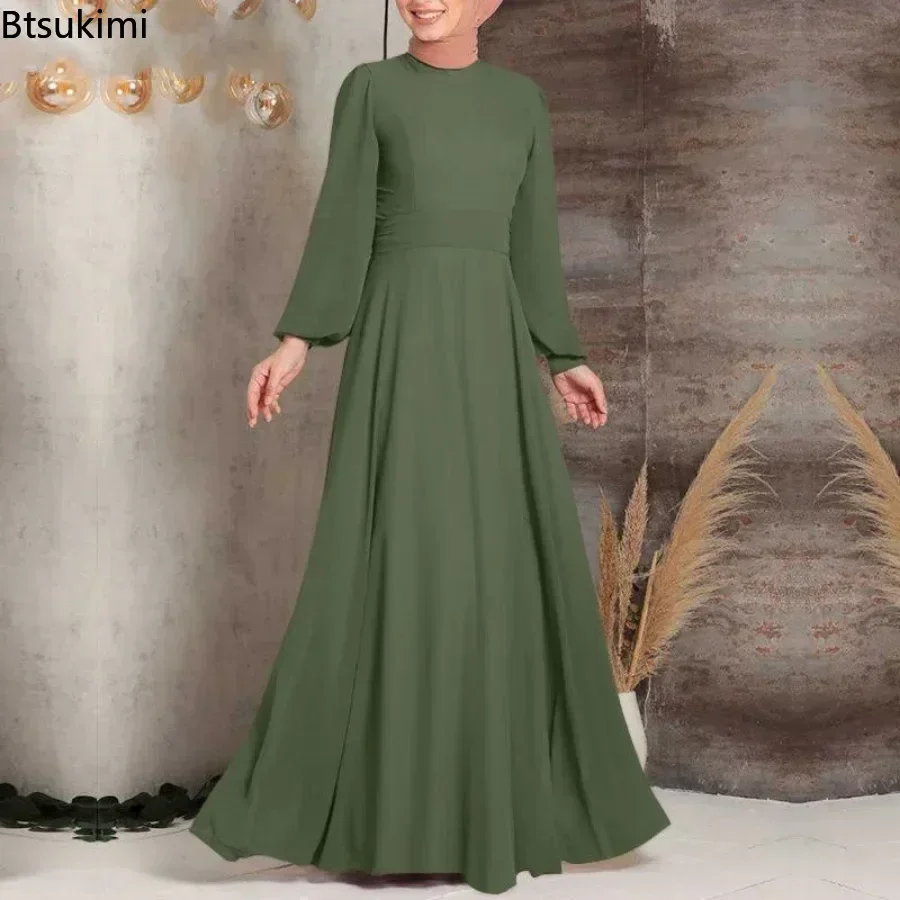 Neues 2025, muslimisches Kleid für Damen, solides Hijab, Dubai, Abaya, langes Kleid für Damen mit Schärpen, Kleidung, Abaya-Kleider für Damen, Abaya-Kleid