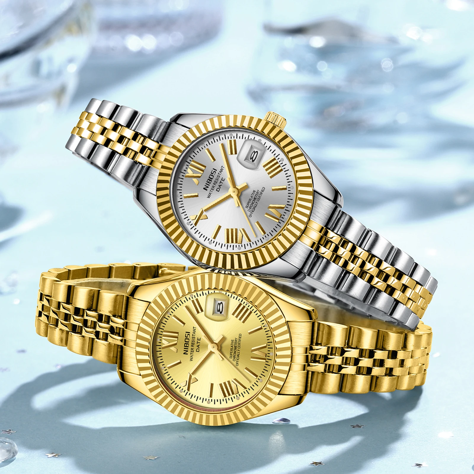 NIBOSI Classical Women Dress Watches Top Brand Luxury Ladies Quartz Watch Waterproof Date Stainless Steel Female Role Watches