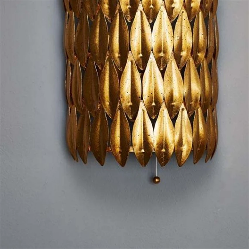 الشمال خمر الذهب يترك مصابيح الحائط غرفة المعيشة الأمريكية غرفة الطعام غرفة نوم المدخل شرفة آرت ديكو أضواء الجدار الفاخرة LED #4