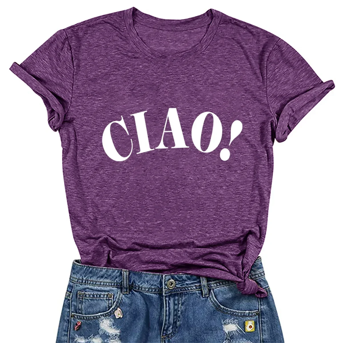 CIAO Italian Letter Print Women T Shirt Short Sleeve ONeck Loose Women Tshirt Ladies Tee Shirt Tops Clothes Camisetas Mujer