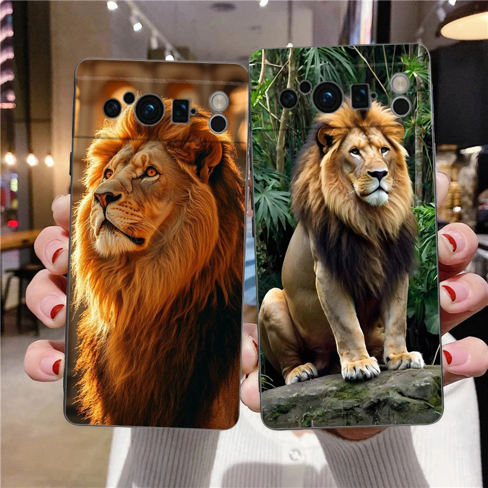 Capa de telefone para google pixel 10 10a 9a 6 7 8 9 pro xl 8a 7a 6a, capa preta, capa macia, rei leão, animal