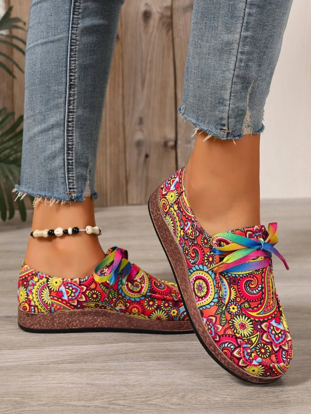 2026 Bestseller Neue Modische Damen-Sneaker mit Schnürung, Bedruckte Damen-Flats, Outdoor-Freizeitschuhe für Damen, Zapatos De Mujer – Detail 13