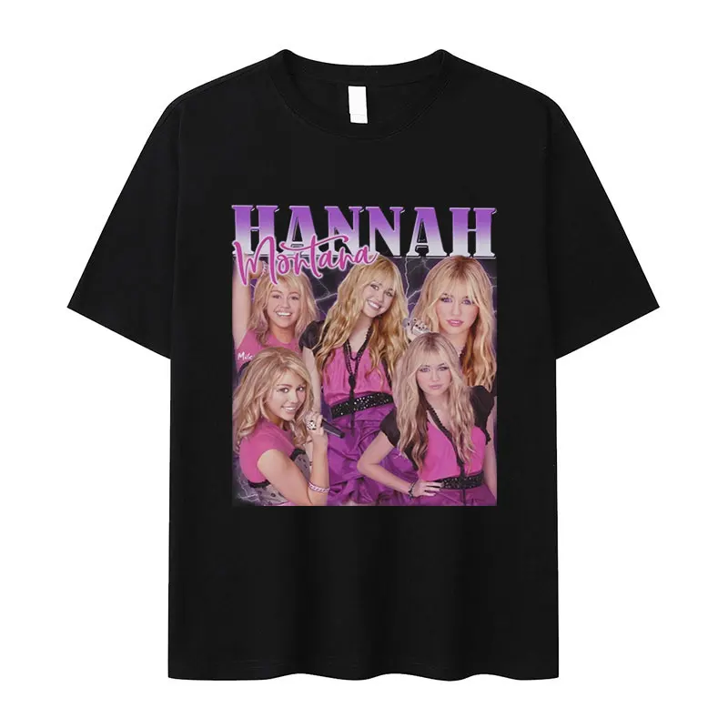 Miley Cyrus Hannah Montana Graphic T Shirt Men Women's Retro Fashion Short Sleeve T-shirts Summer 100% Cotton Oversized T-shirt