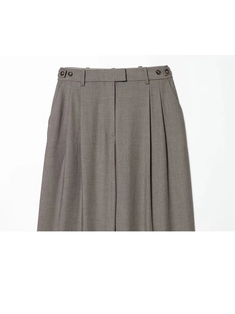 HH Vrouwen Effen Blazer Pak Elegante Revers Double-Breasted Lange Mouwen Jasje + Rits Mid-Taille knop Winter Wijde Pijpen Broek