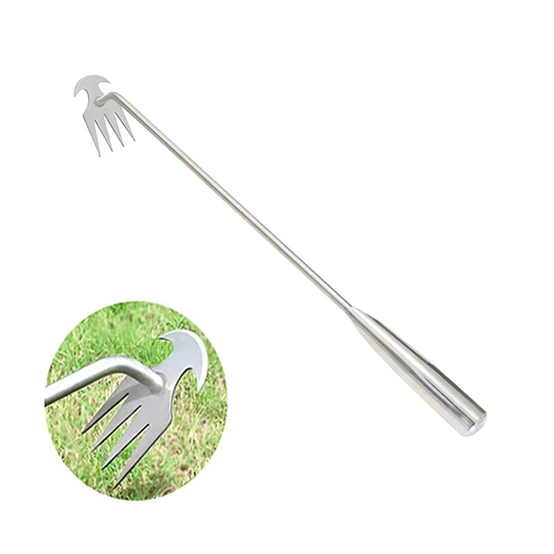 Herramienta de deshierbe de mano para jardinería, artefacto de deshierbe, herramienta de deshierbe, doble, fácil de usar, actualización 2024, 4 dientes