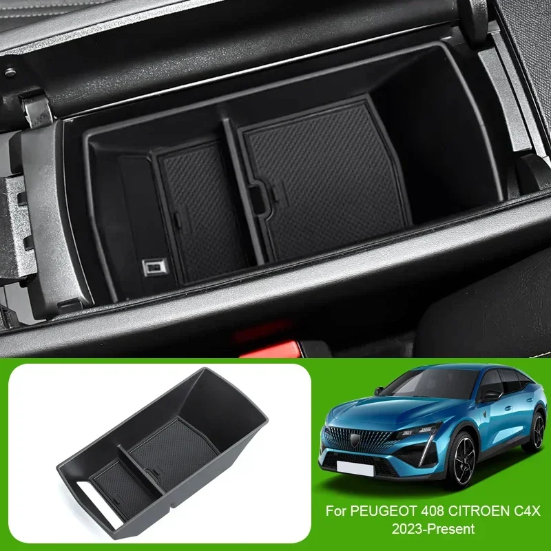 

Car Armrest Box Storage Auto Organizer Tray Storage Box For PEUGEOT 2008 208 408 CITROEN C4X 2022-2026 Tidying Accessory