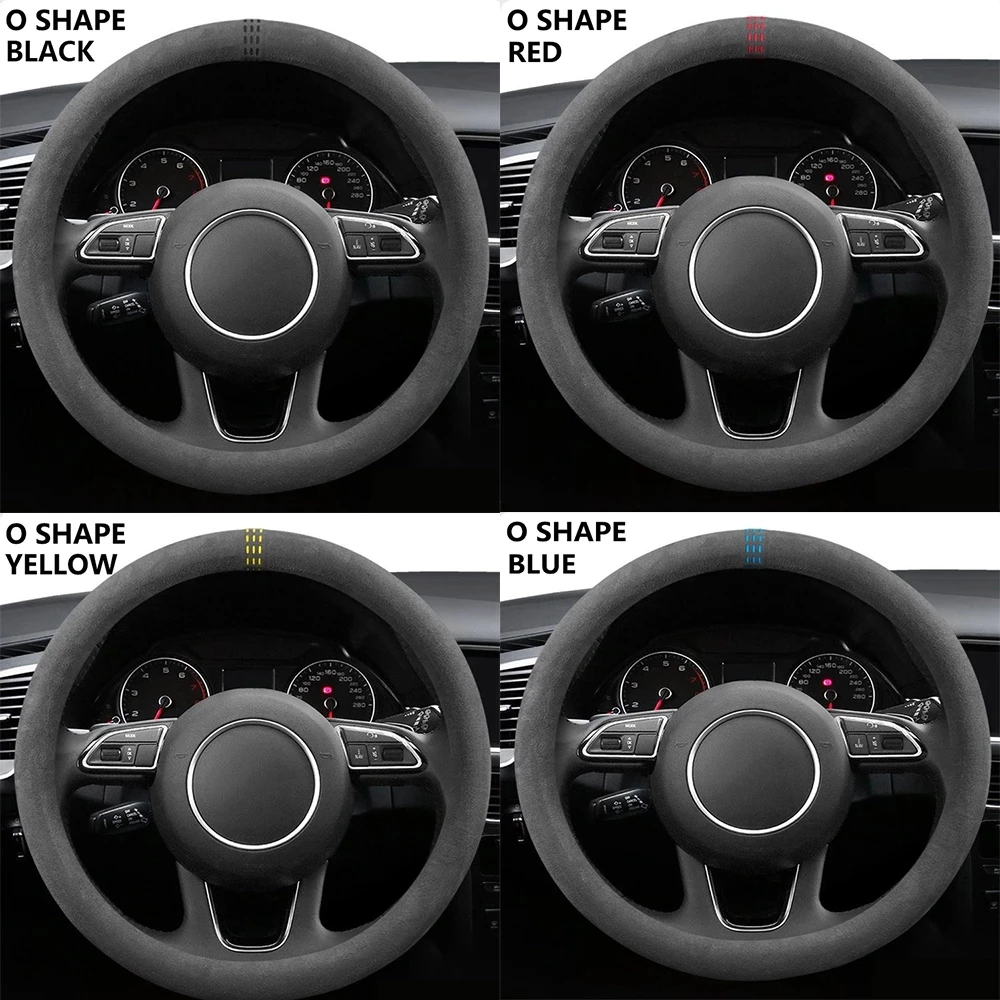 Car Steering Wheel Covers Cowhide Suede Steering Wheel Cover Wrap Universal 37-38cm Breathable Steering Covers Car Accessories - Image 5