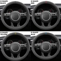 Car Steering Wheel Covers Cowhide Suede Steering Wheel Cover Wrap Universal 37-38cm Breathable Steering Covers Car Accessories 5