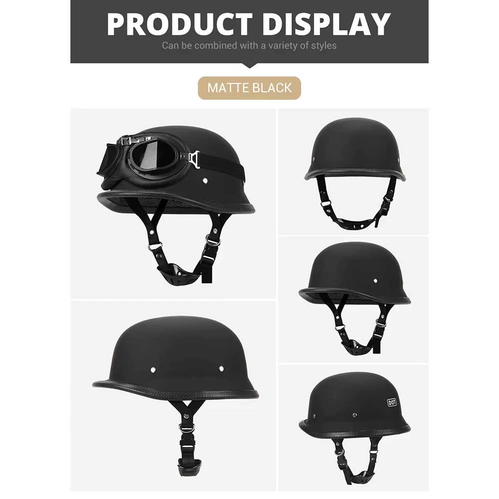 New Motorcycle Helmet Half Helmet Motorcycle Pilot DOT Certified Helmet Retro Half Helmet Four Seasons Available Helmet