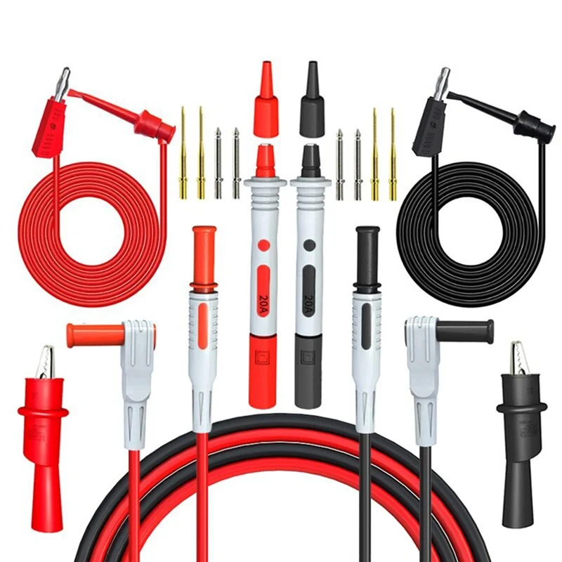 P1308B 18PCS Test Lead Kit 4MM Banana Plug to Test Hook Cable Replaceable Multimeter Probe Alligator Clip