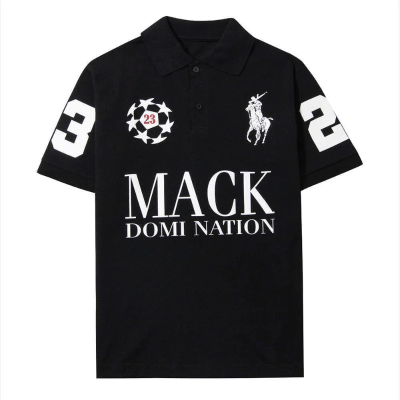 Mack Polo Domination All-Season Vintage Skull Pattern Y2K Polo Shirt | Retro American Street Style, Short Sleeve, Loose Fit