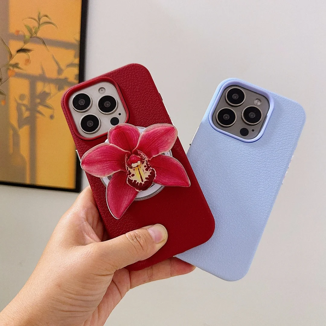 

Fashion For Magsafe Magnetic flower Phone Holder Case for iPhone 17 16 15 14 Phone Cover 13 Pro MAX Hard Shockproof Back Funda