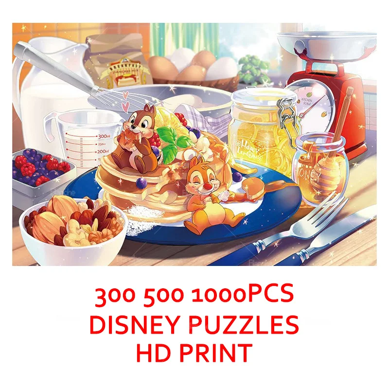 Disney การ์ตูนสัตว์300 500 1000PCS ปริศนา Chip 'N' Dale อาหารมัฟฟินกระดาษภาพจิ๊กซอว์สำหรับเด็กวัยรุ่นของขวัญเพื่อน