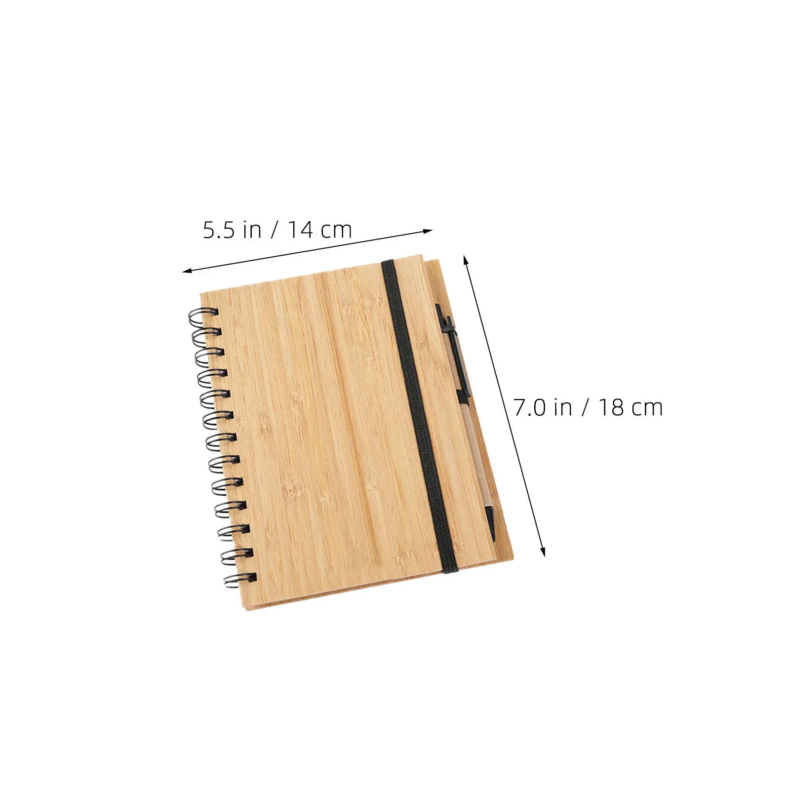 3Pcs Reusable Spiral Notebook Set Bamboo Cover with Pen Lined Interior Portable Journal for Work Study Meeting Note Taking Daily