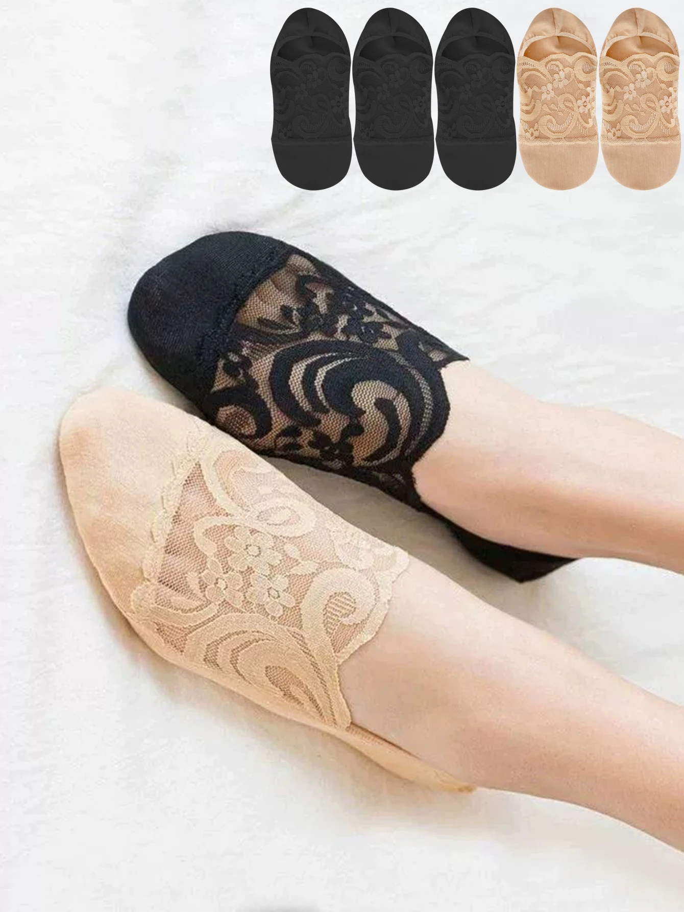 

Women Socks Summer Thin Breathable Silicone Non-slip Ladies Invisible Lace Boat Sock Transparent Fashion