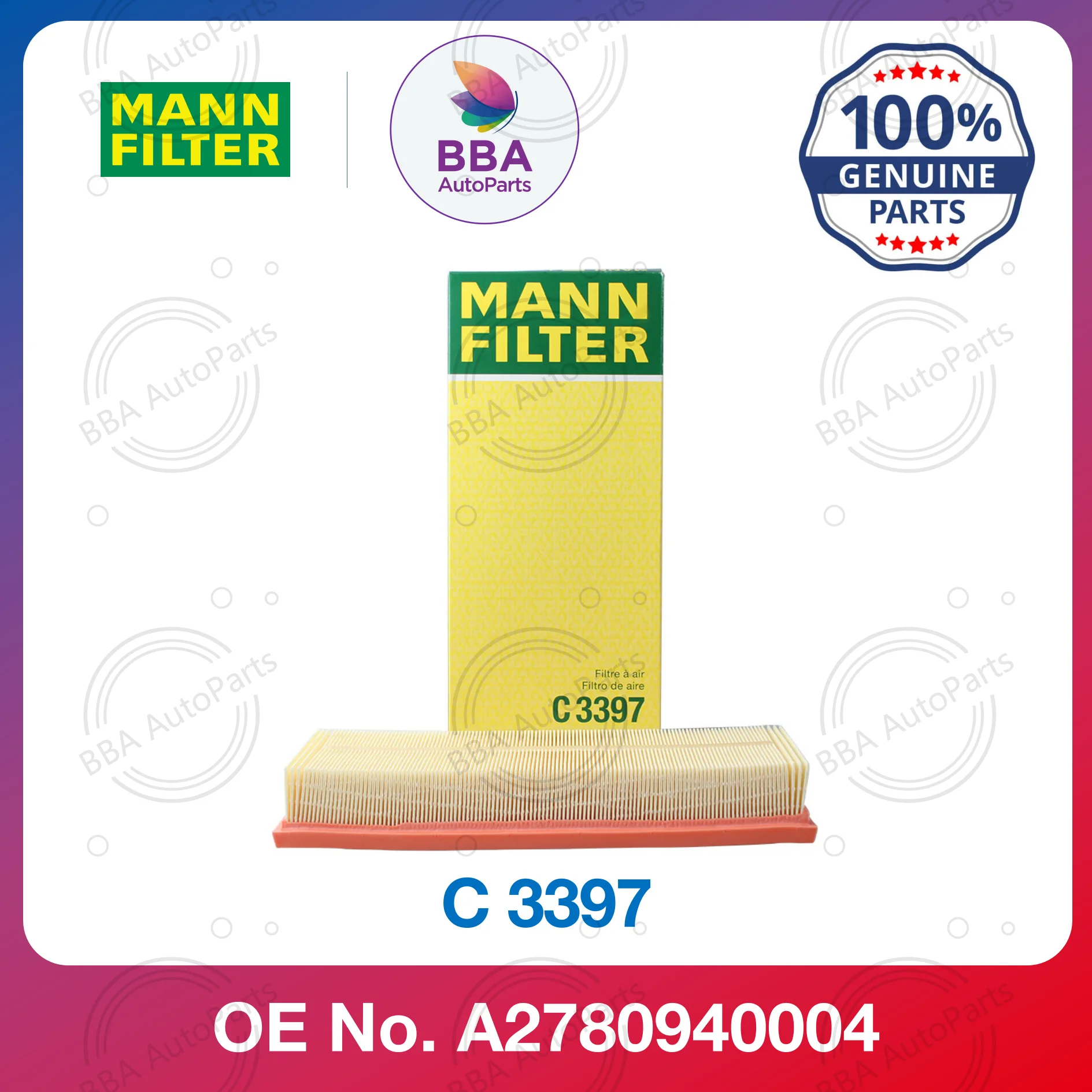 

Mann C 3397 air filter for Benz S500 G63 GLE63 GLS500 GLS550 GLE63 with OE A2780940004