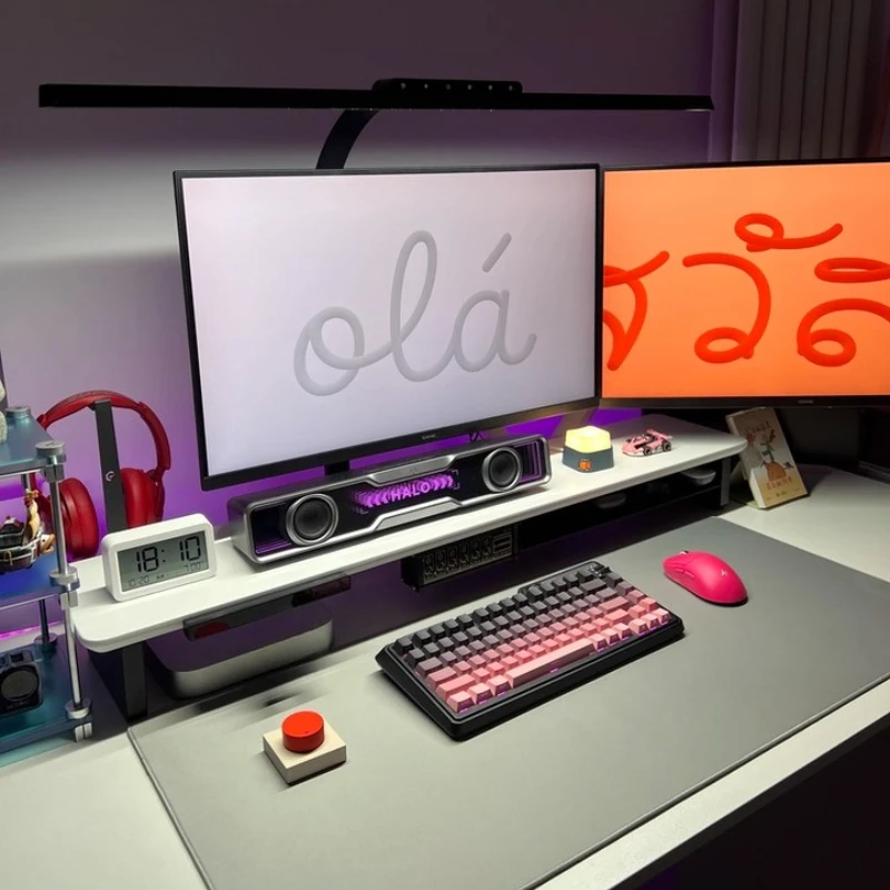 Z3 Pro Modular Solid Wood Monitor Stand Riser With Sliding Rails Ergonomic Computer Desk Shelf Modern Workspace Organizer