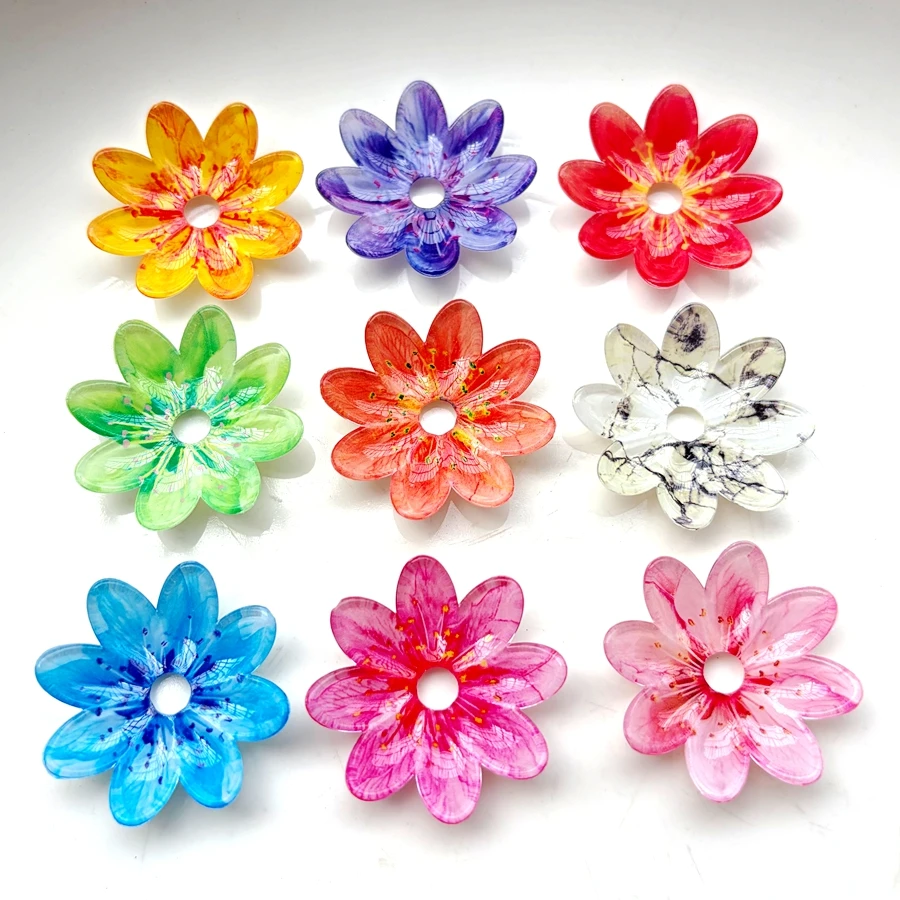 10 pieces of 36mm flower shaped decorative beads suitable for pen holder decoration, jewelry making, DIY charm decoration
