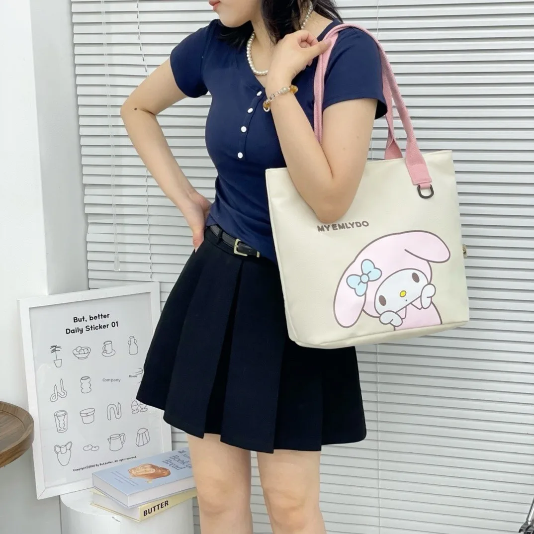 

K538 Portable Casual Canvas Tote Bag Cute Student Handbag eup Bag Soft Handle Cartoon Print Large Size op Bag