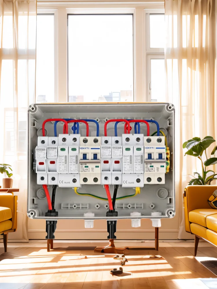 XIONGISolar fotowoltaiczny pojemnik PV z ochroną odgromową 2 wejścia 2 wyjścia DC 600V MCB SPD 1000VFuse Wodoodporna skrzynka IP65 — zdjęcie 2