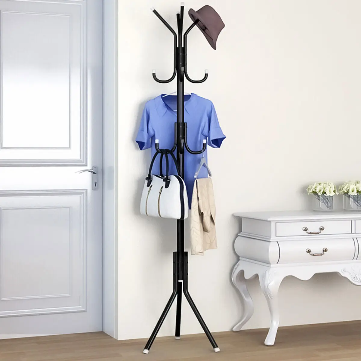 

Coat Rack Hat Bag Stand Tree Clothes Hanger Umbrella Holder 12 Hooks Organizer