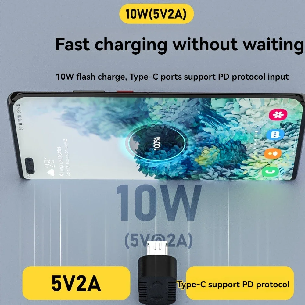 90/180 Degree Type-C Female To Micro Male USB2.0 Adapter Microphone Interface At 480Mbps Data Transmission Fast Charging Adapter