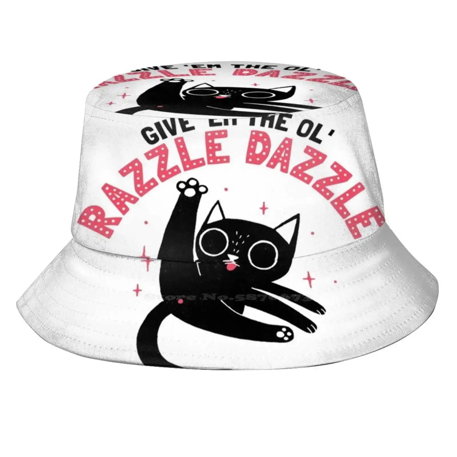 The Ol' Razzle Dazzle Foldable Panama Bucket Hat Cap Cats Kitty Kitten Razzledazzle Type Funny Cute Humor