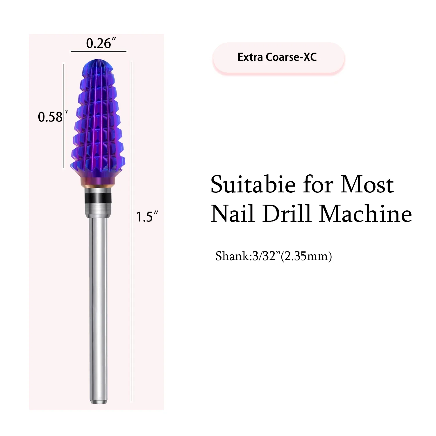 New 5 in 1 Nail Drill Bits Purple Tungsten 3/32\