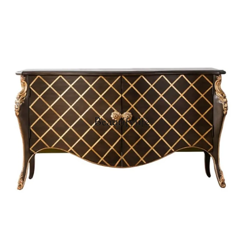 

American light luxury entrance cabinet French entrance door solid wood dining side cabinet