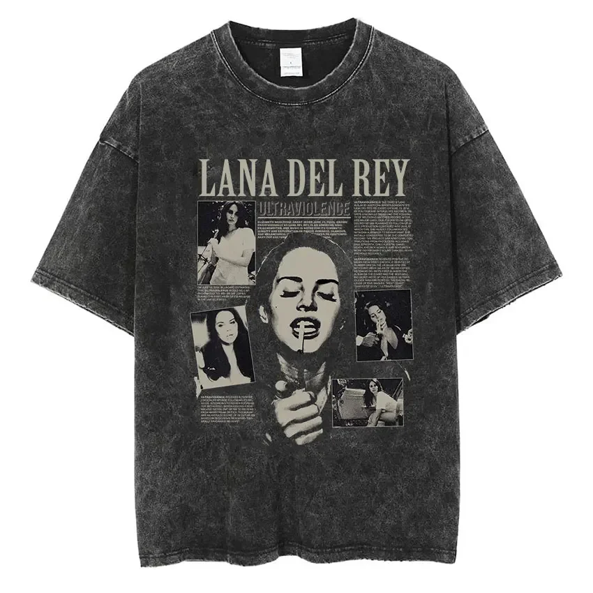 Singer Lana Del Rey Ldr Sailing Washed T-shirt Men Women Fashion Aesthetic Short Sleeve Tees Harajuku Vintage Streetwear T Shirt
