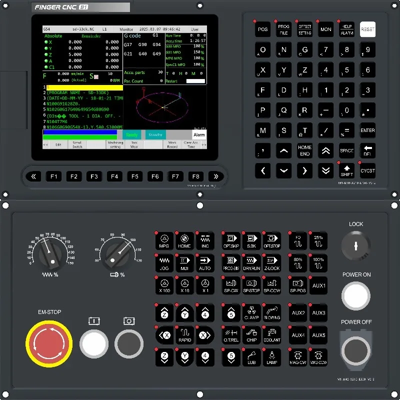 New CNC High Speed Precision Milling Controller 3/4/5 Axis Kit PLC Core Servo Motor Driver Support C-Axis Positioning