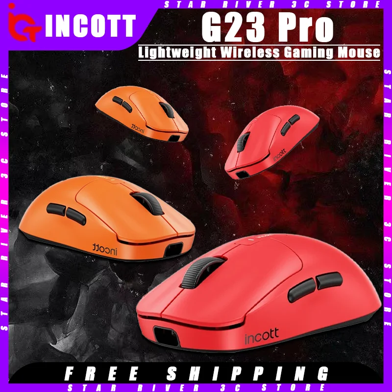 Incott G23 Pro Wireless Mouse Tri-Mode Bluetooth 8k Return Paw3950 Sensor Ergonomics Gaming Mouse Customized Pc Gamer Accessorie