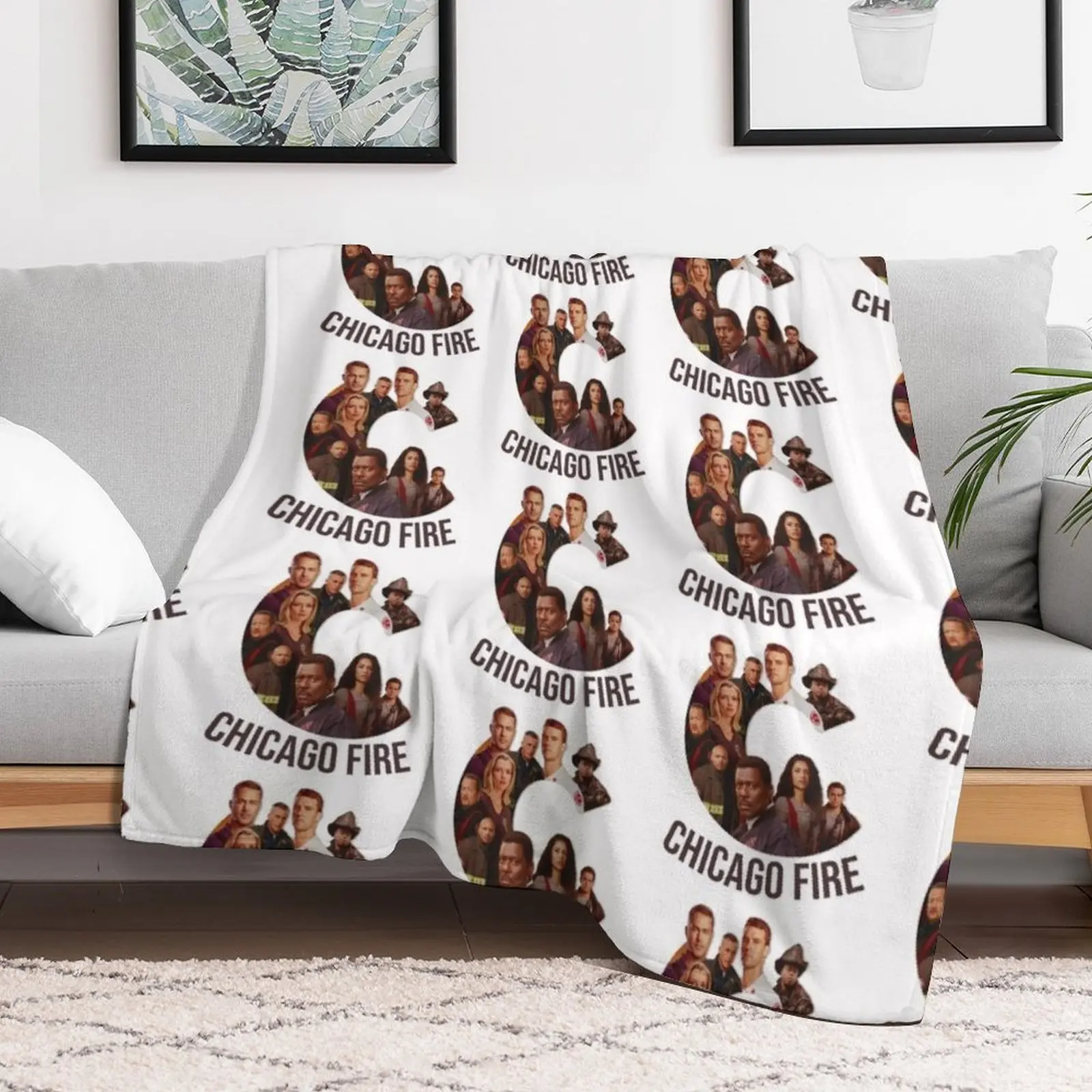 Chicago fire characters cast poster logo Throw Blanket Sofa anime Blankets