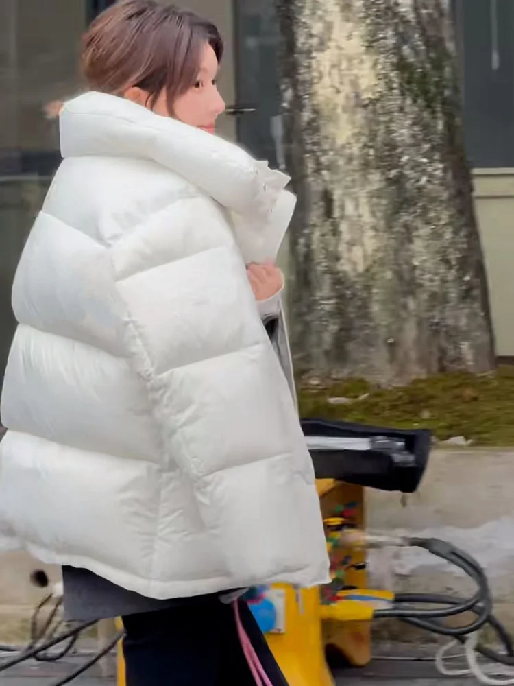 الدفء المتضخم مقنعين منتصف طول أسفل Jaet للنساء Dongda Gate Zhao Lu Si Sweet Sle معطف مع قبعة قابلة للفصل