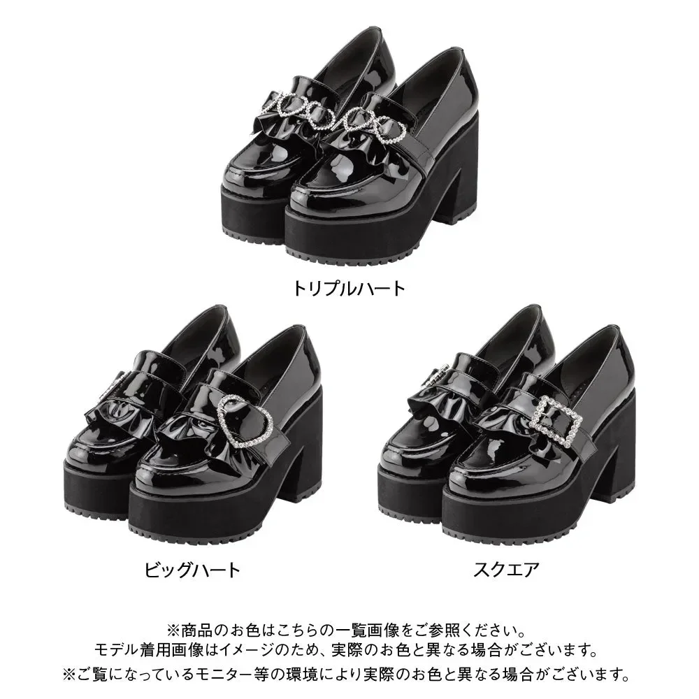 Bombas De Plataforma De Couro Impermeável Para Senhora, Salto Grosso, Salto Alto, Lolita, Pérola, Fivela De Coração, Preto, Ins Moda, Japonês