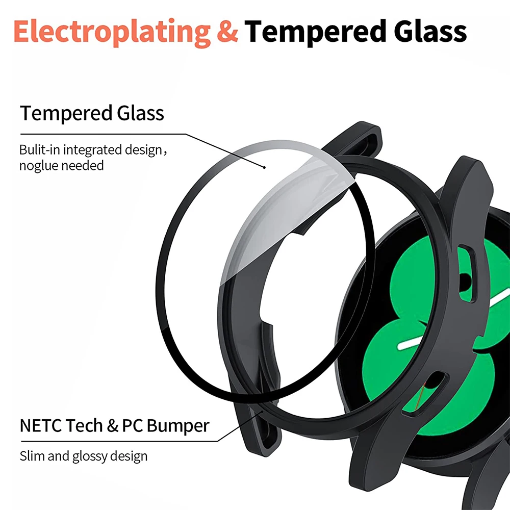 Tempered Glass+ PC Cover for Samsung Galaxy Watch 7 4 5 6 44mm 40mm All Coverage Protective Bumper Case Galaxy Watch Accessories image 4