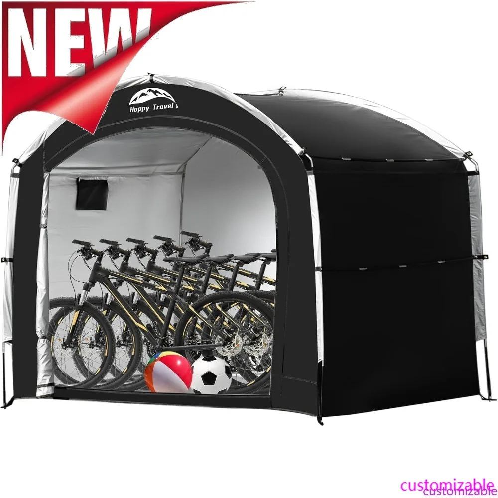 

Customizable-Happy Travel Bike Storage Tent Shed, Outdoor Waterproof Bicycle Covers Shelter With Window For 2/4/6/8 Bikes,Oversi