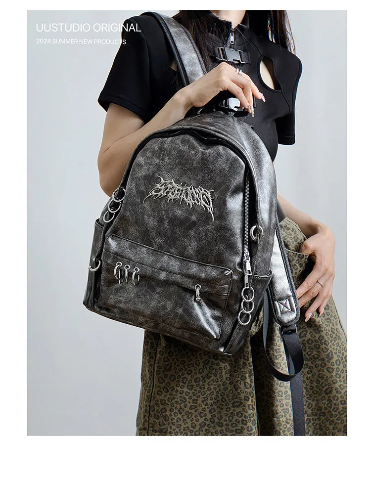Niche Y2K Original Retro Large-capacity Backpack Street Dark Punk Wind Rivet Backpack Goth Casual Versatile Fashion Bag Unisex