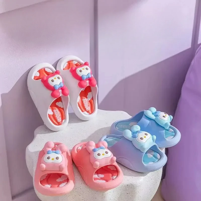 Sanrio My Melody Cartoon Indoor Non-slip Bathroom Bath Cute Soft Soled Large Medium and Small Children's Sandals and Slippers