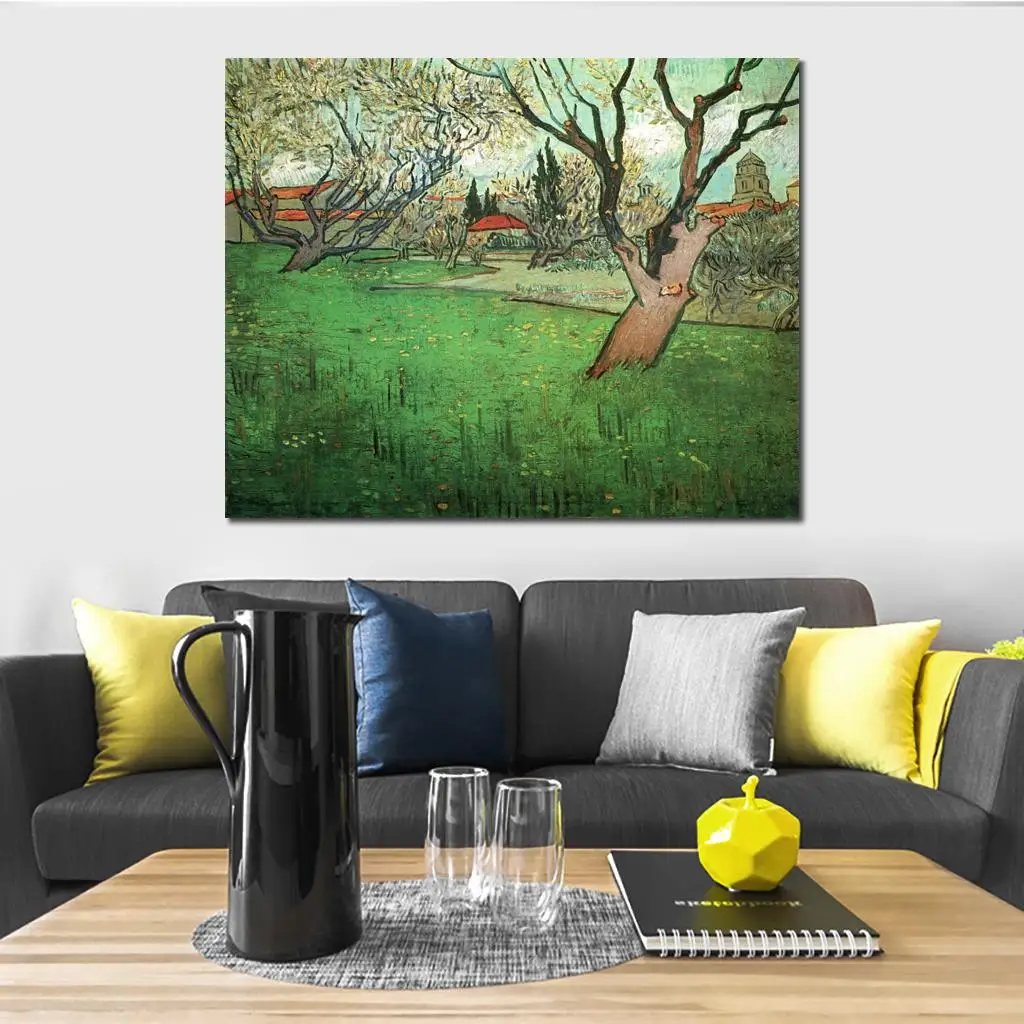 

View of Arles with Trees in Blossom of Vincent Van Gogh Art Oil Painting Canvas Reproduction Hand-painted Landscape Artwork Home