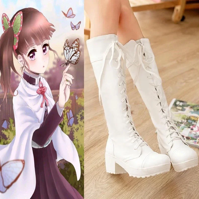 Demon Slayer Tsuyuri Kanawo White Cosplay Shoes Boots Kimetsu no Yaiba Halloween Carnival Cosplay Costume Accessories