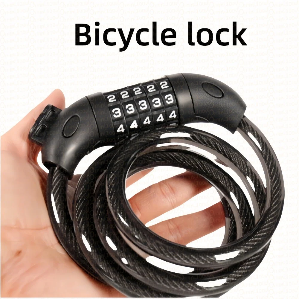 

Bicycle lock, 120 cm x 12 mm, suitable for bicycles, scooters, motorcycles, doors, 5-digit password locks, secure and anti-theft