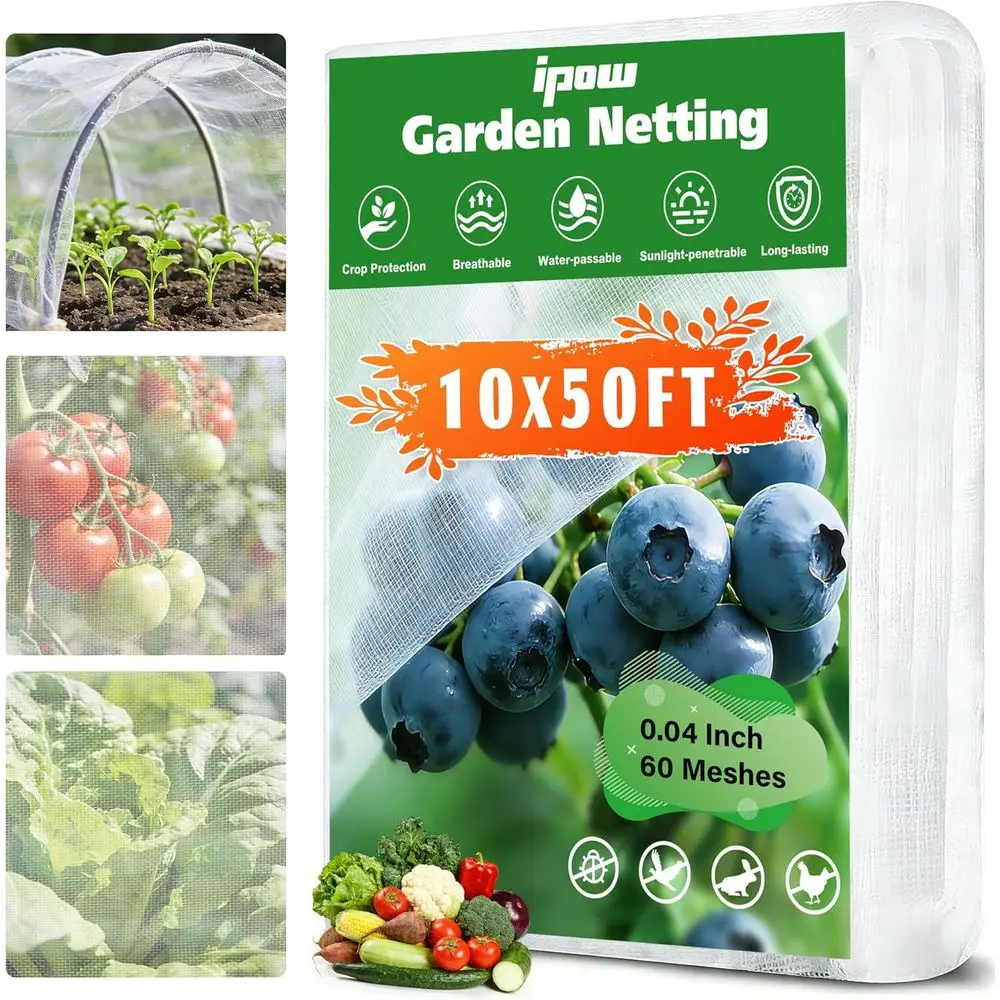 Heavy-Duty 60-Mesh Garden Netting for Pest and Insect Protection, Ideal for Vegetables and Fruits